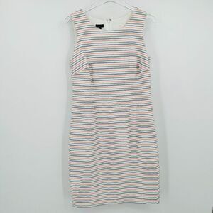 Talbots Size 6 Pink & Blue Striped Sleeveless Sheath Dress Fully Lined